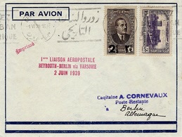 2 -6 39 - 1ère Liaison Aéropostale / Beyrouth-Berlin Via Varsovie / 2 Juin 1939 - ( Saulgrain N° 54 ) - Altri & Non Classificati