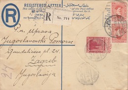 EGYPT REGISTERED LETTER COVER SENT TO YUGOSLAVIA , ISMAILIA 1927 - Briefe U. Dokumente