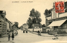 - St CLEMENT (89) - Café De La Renaissance, Route De Nogent  (CP Peu Courante, Bien Animée)  -12403- - Saint Clement