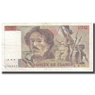 France, 100 Francs, Delacroix, 1990, TB, Fayette:69bis.2b, KM:154d - 100 F 1978-1995 ''Delacroix''