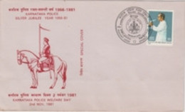 India  1981  Karnataka Police  Silver Jubilee Year  Bangalore  Special Cover  # 21898  D Inde - Police - Gendarmerie