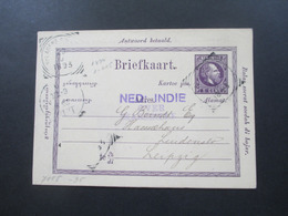 Violetter Stempel Ned: Indie Over Marseille 1893 Frage / Antwort Doppelkarte Nach Leipzig - India Holandeses