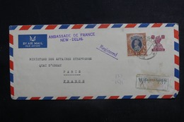 INDE - Enveloppe De L 'Ambassade De France Pour Le Ministère Des Affaires Etrangères à Paris En 1949 - L 41568 - Covers & Documents