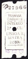 Train Ticket, Portugal - TRANVIA Cacém / Lisboa X Sintra - 2ª Classe - Europe