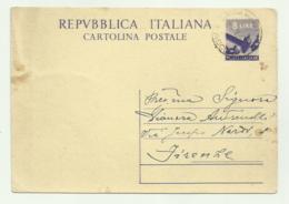 CARTOLINA POSTALE CON  FRANCOBOLLO  DA LIRE 8 STAMPATO  1948 - 1946-60: Marcophilia