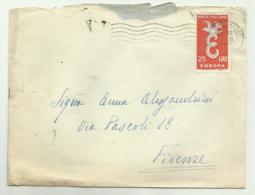 FRANCOBOLLO DA LIRE 25 EUROPA  1958 SU BUSTA - 1946-60: Poststempel