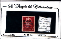 6947B) ITALIA- Zara, 2L. IMPERIALE Sovrastampata - 9 Ottobre 1943-MI  12 I-FIRMATO-SENZA GOMMA - Deutsche Bes.: Zara