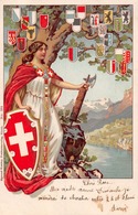 Helvétia - Drapeaux Des Cantons Et Drapeau Suisse - St. Anton