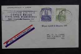 CONGO BELGE - Enveloppe 1 Er Vol Congo Belge / Etats Unis En 1941, Affranchissement Plaisant - L 41726 - Covers & Documents