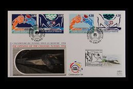 CHANNEL TUNNEL 1994 English And French Limited Edition Benhams FDC's, Both Presentation Packs, Rail Letter Stamps Presen - Zonder Classificatie