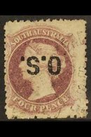 SOUTH AUSTRALIA OFFICIAL 1876-85 4d Deep Mauve, "O.S." INVERTED, SG O24a, Fine Cds Used. For More Images, Please Visit H - Other & Unclassified