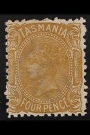 TASMANIA 1871-78 4d Buff Perf 12, SG 153, Very Fine Mint. For More Images, Please Visit Http://www.sandafayre.com/itemde - Andere & Zonder Classificatie