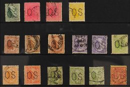 WESTERN AUSTRALIA OFFICIALS. A Selection Of "OS" Punctured Official Perfins With Values To 2s. Interesting Group (16 Sta - Altri & Non Classificati