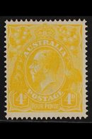 1914-20 4d Lemon-yellow KGV Head, SG 22b, Fine Mint, Very Fresh For More Images, Please Visit Http://www.sandafayre.com/ - Andere & Zonder Classificatie