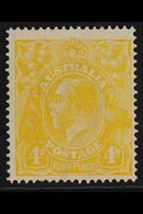 1914-20 4d Lemon-yellow KGV Head, SG 22b, Fine Mint, Very Fresh. For More Images, Please Visit Http://www.sandafayre.com - Andere & Zonder Classificatie