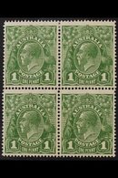 1926 1d Sage - Green, Perf 14, Wmk Mult Crown A, Variety "Dot Before 1"in Block Of 4 With Normals. For More Images, Plea - Other & Unclassified