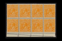 1928 ½d Orange - Perf 13½ X 12½, SG 94, Brusden White 69(9) Marginal Block Of 8 Showing Double Perforation In Margin & R - Otros & Sin Clasificación