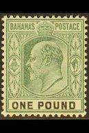 1902-10 £1 Green And Black, Wmk Crown CA, SG 70, Mint Lightly Hinged. Fresh! For More Images, Please Visit Http://www.sa - Otros & Sin Clasificación