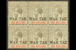 1918 (Feb-Jul) 1s Grey-black & Carmine "WAR TAX" Overprint, SG 95, Mint BLOCK Of 6, Two Small Light Toned Spots, Very Sc - Altri & Non Classificati