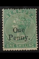 1875 RARE SURCHARGE 1d On 1s Green, SG 17, Very Fine Mint With Large Part Gum, Vibrant Colour. For More Images, Please V - Bermudes