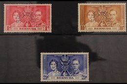 1937 SPECIMENS. Coronation Set Complete Perforated "Specimen", SG 107s/9s, Very Fine Mint, Large Part Og. (3 Stamps) For - Bermudas