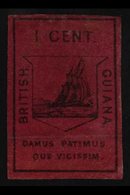 1852 1c Black / Magenta Waterlow Lithographed, SG 9, Unused With Gum, 4 Margins And Exceptionally Attractive For This El - Guyane Britannique (...-1966)