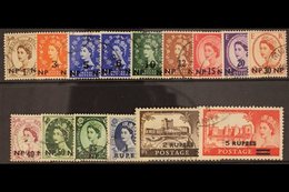 1960 QE II Surcharge Set, SG 79/93, Very Fine Used. (15 Stamps) For More Images, Please Visit Http://www.sandafayre.com/ - Bahrain (...-1965)