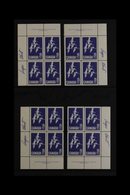 1963 15c Blue, ALL FOUR PLATE BLOCKS From Plate 1, Each SIGNED By Designer ANGUS SHORTT, SG 539, Fine, Never Hinged Mint - Altri & Non Classificati