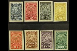 REVENUE STAMPS QUEBEC 1907 Stock Transfer Complete Set (as Barefoot 1/8) IMPERF PROOFS On Card, Van Dam QST 1-8P. The $1 - Andere & Zonder Classificatie