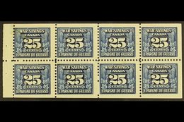 REVENUE STAMPS WAR SAVINGS 1940-41 25c Blue, White Gum, Complete Pane Of 8, Van Dam FWS5c, Never Hinged Mint, A Few Mark - Altri & Non Classificati