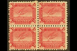 1893-1900 1s Deep Carmine Tern, SG 20a, Fine Mint Block Of Four.  For More Images, Please Visit Http://www.sandafayre.co - Islas Cook