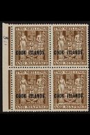 1936 2s 6d Deep Brown, Postal Fiscal, SG 118, Never Hinged Marginal Block Of 4 (one Hinged). For More Images, Please Vis - Cook Islands