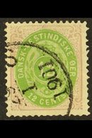 1873-1902 12c Yellow Green And Reddish Purple, SG 27, Fine With Large Part 1901 Cds. For More Images, Please Visit Http: - Dänisch-Westindien