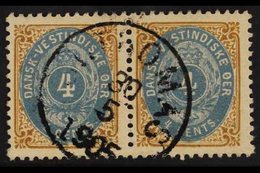 1896-1902 4c Pale Blue And Yellow-brown, Perf 12½, Horizontal Pair, Both With FRAME INVERTED, Very Fine Used With Neat " - Dänisch-Westindien