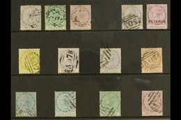 1874-79 USED CC WATERMARK SELECTION Includes 1874 Perf 12½ Set With 1d, 6d And 1s (SG 1/3), 1877-79 Perf 14 Set Of All V - Dominique (...-1978)