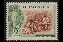 1951 2c Red Brown And Deep Green, Variety "A Of CA Missing From Wmk", SG 122b, Very Fine Mint Og. For More Images, Pleas - Dominica (...-1978)