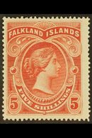 1898 5s Red Queen Victoria, SG 42, Fine Mint. For More Images, Please Visit Http://www.sandafayre.com/itemdetails.aspx?s - Islas Malvinas