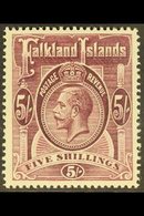 1912 5s Maroon, Geo V, SG 67b, Very Fine Mint. For More Images, Please Visit Http://www.sandafayre.com/itemdetails.aspx? - Falkland Islands