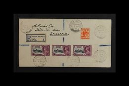 1936 SOUTH GEORGIA COVER An Attractive, Registered Cover To Devon, England Bearing Falkland Islands 1935 1s Silver Jubil - Falklandeilanden