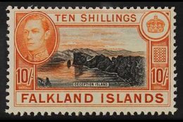 1938-50 10s Black And Red Orange On Greyish Paper, SG 162b, Superb Never Hinged Mint. For More Images, Please Visit Http - Falklandeilanden