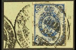 1901-05 20p Blue IMPERF Variety Facit 58 I V1 (as SG 164, Michel 58), Fine Used On Piece, Fresh & Scarce. For More Image - Other & Unclassified