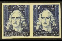 GENERALGOUVERNEMENT 1944 50g+50g Blue Culture Fund IMPERF, Michel 123 U, Never Hinged Mint Horizontal IMPERF PAIR, Fresh - Altri & Non Classificati