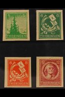 RUSSIAN ZONE THURINGIA 1945-46 5pf Yellow-green, 6pf Blue-green, 8pf Orange & 12pf Red IMPERF, Michel 94/97 AXw U, Never - Other & Unclassified