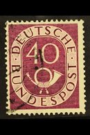1951-52 RARE VARIETY. 40pf Purple Posthorn 'Zusatzliche Schraffe Vor Dem "S" Von "Post"' PLATE FLAW (position 34), Miche - Other & Unclassified