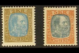 1902 2kr And 5kr Christian IX High Values, Fac. 74/5, Very Fine Mint. (2 Stamps) For More Images, Please Visit Http://ww - Andere & Zonder Classificatie