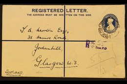 USED IN IRAQ PAIFORCE 1946 3a+1½a Blue Postal Stationery Registered Envelope Addressed To Glasgow, Cancelled By "C - Bas - Other & Unclassified