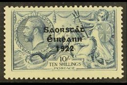 1922 10s Dull Grey Blue Seahorse, Ovptd Irish Free State, SG 66, Very Fine Mint. For More Images, Please Visit Http://ww - Sonstige & Ohne Zuordnung