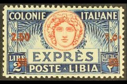 LIBYA EXPRESS 1927-33 2.50L On 2L Red & Blue Perf 11 Surcharge (Sassone 13, SG E66), Very Fine Mint, Superb Centring, Ve - Altri & Non Classificati