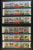 1976 "Tragedy In The Holy Lands" Complete Surcharged Set, SG 1167/1196, Scott 876/881, In Se-tenant Strips Of 5, Stamps  - Jordan