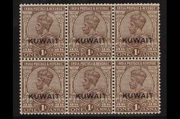 1929 1a Chocolate, Variety "wmk Inverted", SG 17aw, Never Hinged Mint Block Of 6. For More Images, Please Visit Http://w - Kuwait